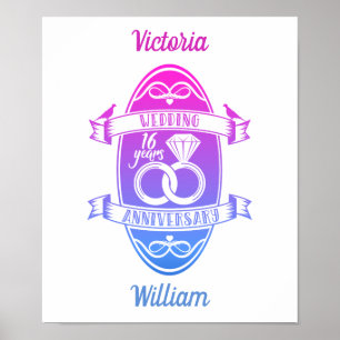 16 jaar zestiende trouwdag poster