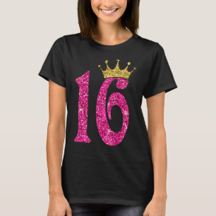 16-jarige 16e verjaardag meisje Golden Crown Party T-shirt