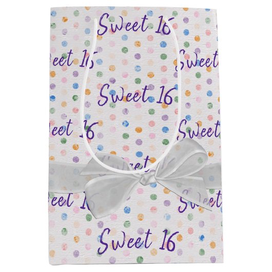 16-jarige borst op pokadots medium cadeauzakje (Voorkant)