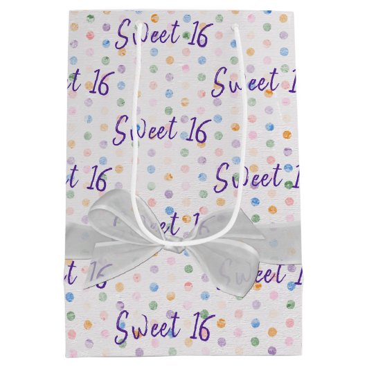16-jarige borst op pokadots medium cadeauzakje (Achterkant)