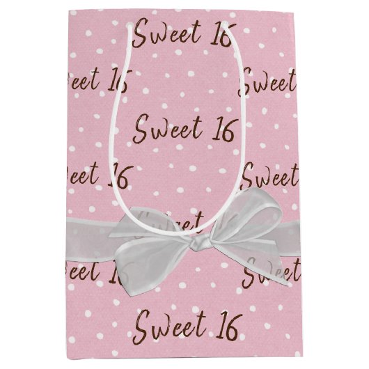 16-jarige borst op pokadots medium cadeauzakje (Voorkant)