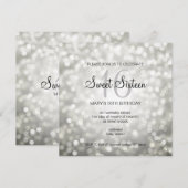 16-jarige feestdag zilveren glitterlichten kaart (Voorkant / Achterkant)