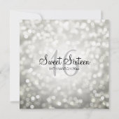 16-jarige feestdag zilveren glitterlichten kaart (Achterkant)