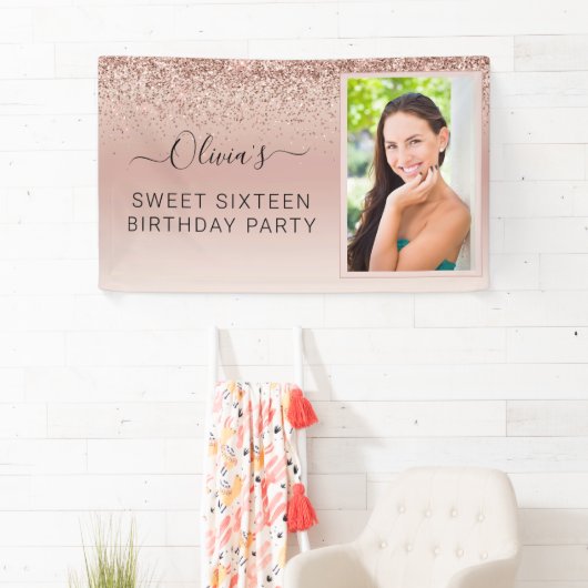 16-jarige foto Blush Pink Glitter Girly Spandoek (Insitu)