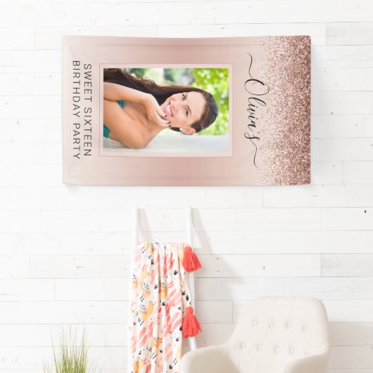 16-jarige foto Blush Pink Glitter Girly Spandoek (Insitu)