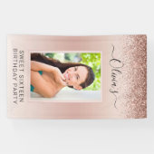 16-jarige foto Blush Pink Glitter Girly Spandoek (Horizontaal)