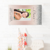 16-jarige foto roze zilver Glitter Girly Spandoek (Insitu)