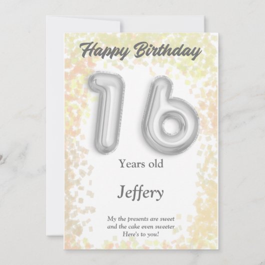 16-jarige Happy Birthday-kaart (Achterkant)