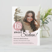 16-jarige moderne roze Glitter - Aangepaste foto Kaart (Staand voorkant)