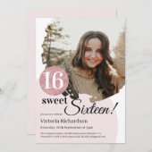 16-jarige moderne roze Glitter - Aangepaste foto Kaart (Voorkant / Achterkant)