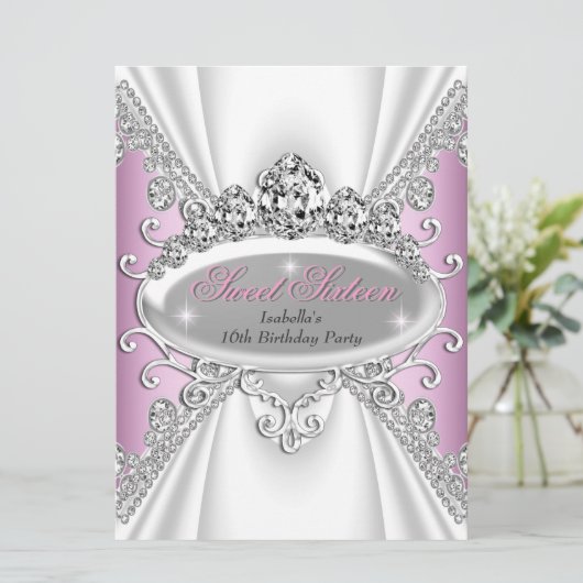 16-jarige prinses Pink Diamonds groot Kaart (Staand voorkant)