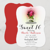 16-jarige roodroodroodroos Sparkly Sweet Kaart (Voorkant / Achterkant)