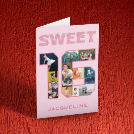16-jarige roze fotokaart kaart