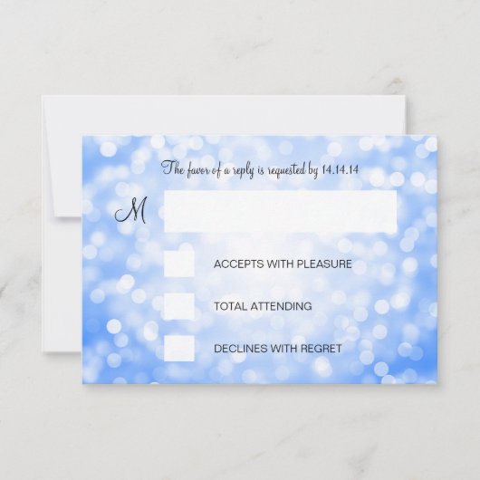 16-jarige RSVP Blue Glitter Lights Kaartje (Voorkant)
