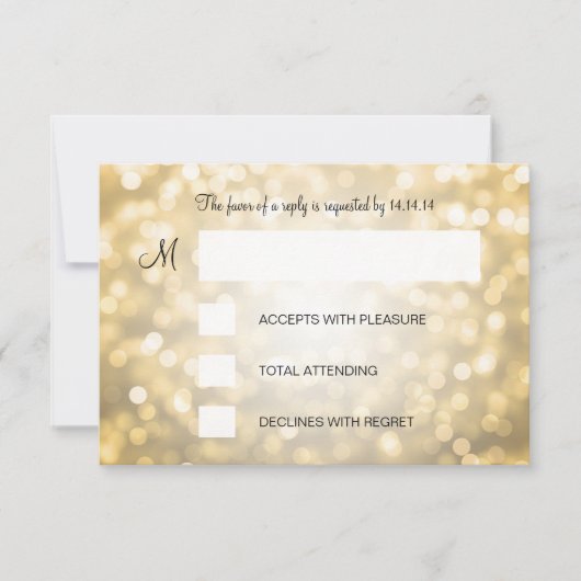 16-jarige RSVP Gold Glitter Lights Kaartje (Voorkant)