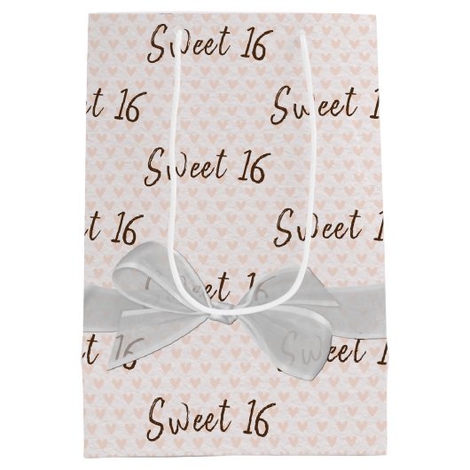 16-jarige zweet op harten medium cadeauzakje (Achterkant)