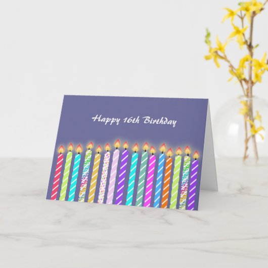 16 kaarsen 16e verjaardag Kaart (Gele Bloem)