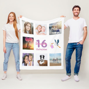16 lichtcollage wit meisje fleece deken