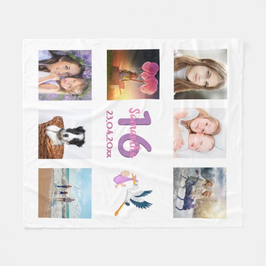 16 lichtcollage wit meisje fleece deken (Voorkant (Horizontaal))