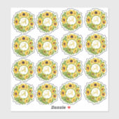 16 Monogram Zonnebloem Stickers Aanpasbaar (Vel)