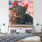 16. Mooie schattige koele kleurrijke mooie kat Canvas Afdruk (Insitu (Slaapkamer))