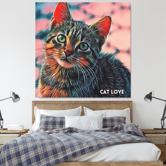 16. Mooie schattige koele kleurrijke mooie kat Canvas Afdruk (Insitu (Slaapkamer))