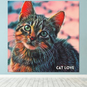 16. Mooie schattige koele kleurrijke mooie kat Canvas Afdruk (Insitu (Houten vloer))