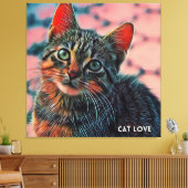 16. Mooie schattige koele kleurrijke mooie kat Canvas Afdruk (Insitu (Woonkamer))