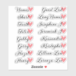 16 Namen Aangepaste Gastlijst Calligrafie Perzik H Sticker