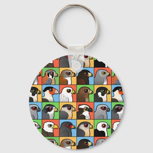 16 Noord-Amerikaanse Raptorprofielen (betegeld) Sleutelhanger (Voorkant)