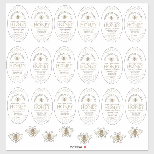 16 of 32oz Waterdichte Queenline Honey Jar Labels (Vel)