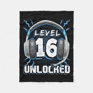 16 Ontgrendeld Videogame 16e verjaardag PC Gaming Fleece Deken