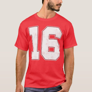16 Outline Nummer 16 Fan Varsity Sportseam Blauwe T-shirt
