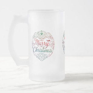 16 oz Frosted Glass Mok – Vrolijke kerst editie