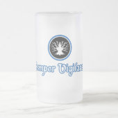 16 oz. Frosted Glass Semper Vigilanstein Matglas Bierpul (Center)