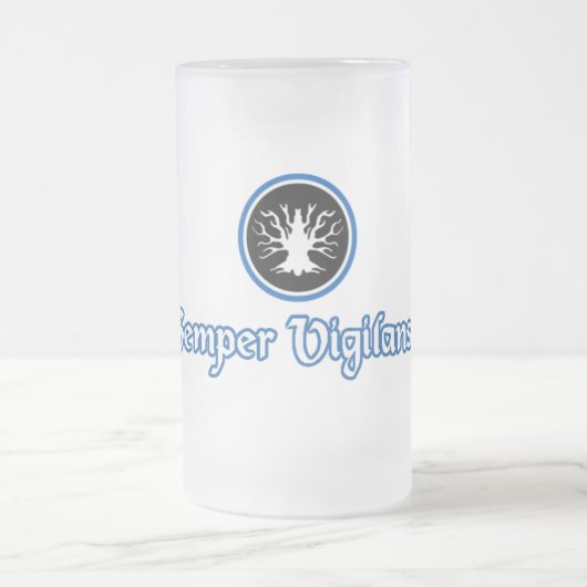 16 oz. Frosted Glass Semper Vigilanstein Matglas Bierpul (Center)