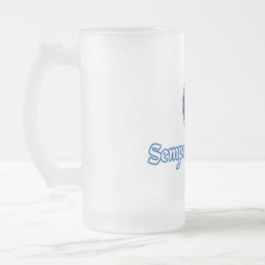 16 oz. Frosted Glass Semper Vigilanstein Matglas Bierpul (Links)