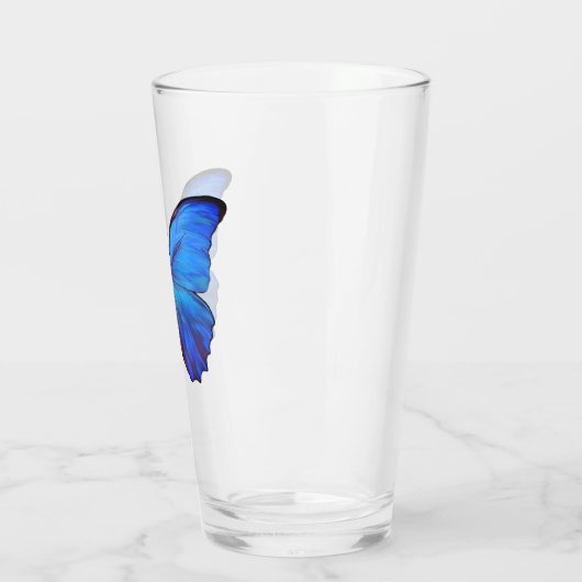 16 oz Glass Blue Butterfly Glas (Links)
