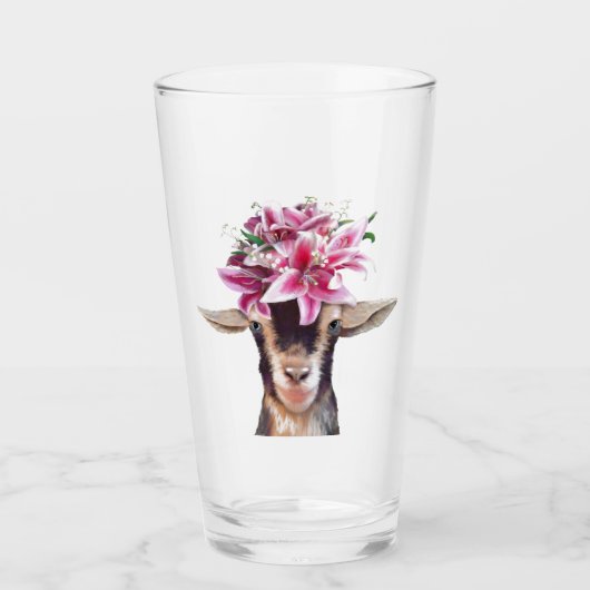 16 oz glazen tumbler Lily the Goat (Voorkant)