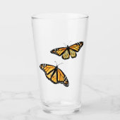 16 oz glazen tumbler Twee monarchvlinders (Voorkant)