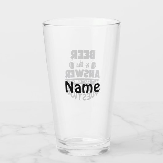 16 oz (ounce) pint bierglas - "Beer Answer" Glas (Achterkant)