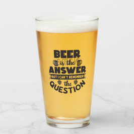 16 oz (ounce) pint bierglas - "Beer Answer" Glas