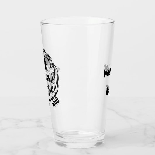 16 oz (ounce) pint bierglas - "Wolf-Wild" Glas (Links)