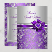 16 Paarse aankondigingen van Bow en Roos (Voorkant / Achterkant)