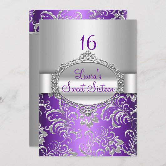 16 Paarse en zilveren aankondigingen (Voorkant / Achterkant)