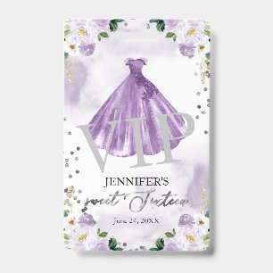 16 Paarse Floral Dress 16 VIP Birthday Badge