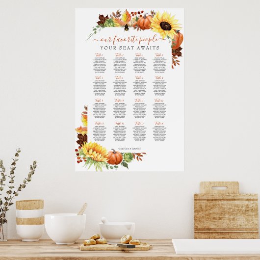 16 Poster Tafel Wedding Seating Chart (Keuken)