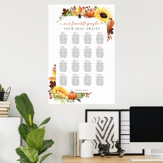 16 Poster Tafel Wedding Seating Chart (Thuiskantoor)