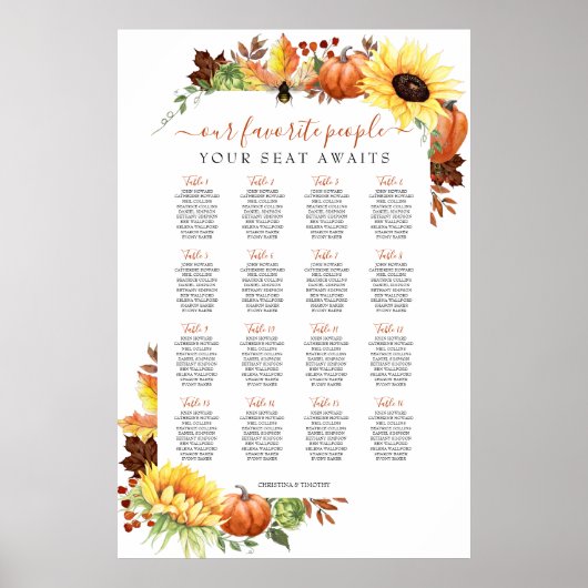 16 Poster Tafel Wedding Seating Chart (Voorkant)