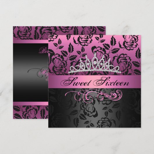 16 prinses Tiara Birthday Uitnodiging (Voorkant / Achterkant)